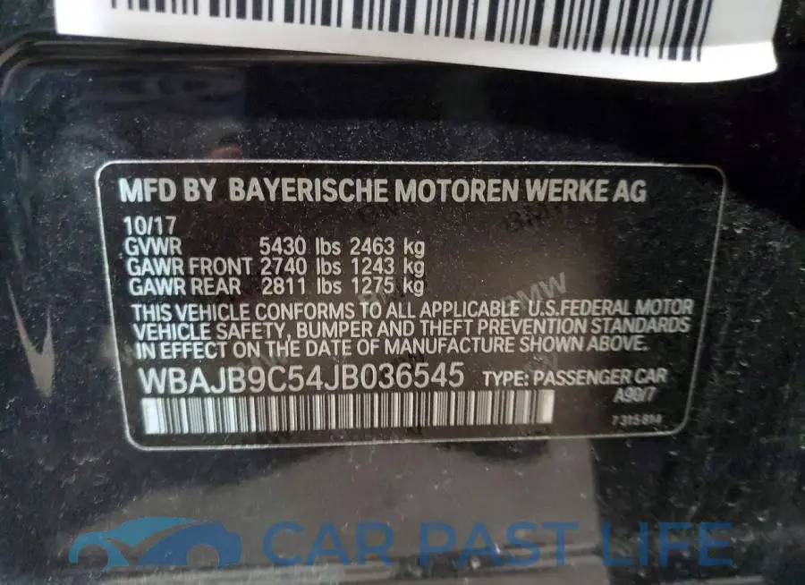 WBAJB9C54JB036545# 11