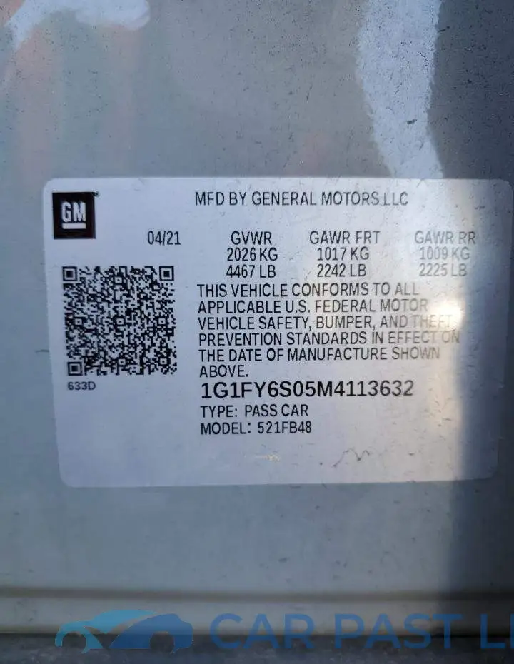 1G1FY6S05M4113632# 12