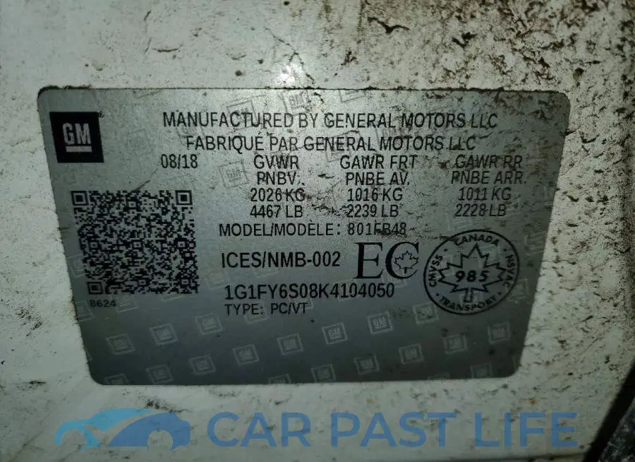 1G1FY6S08K4104050# 12