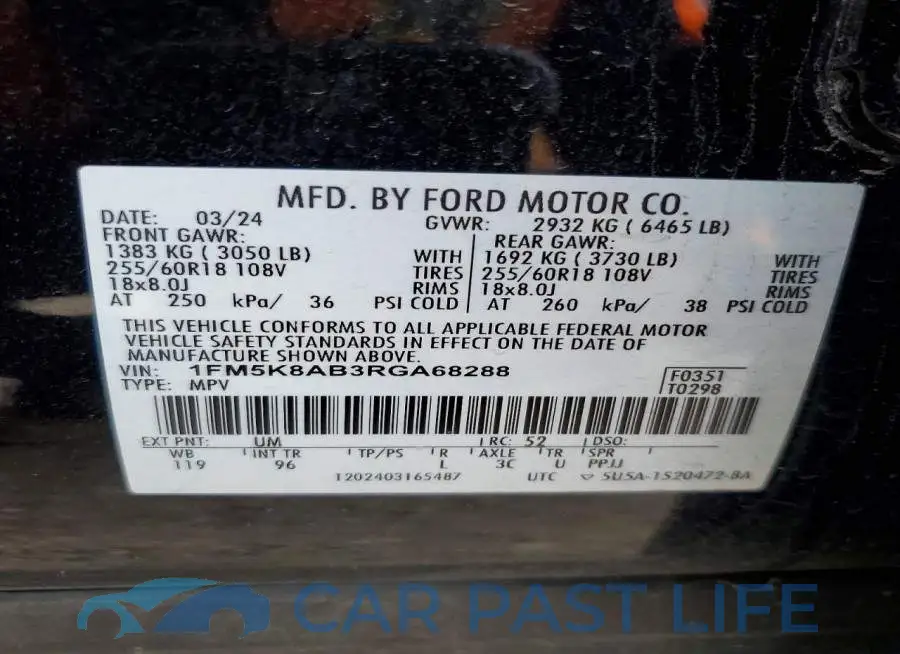 1FM5K8AB3RGA68288# 14