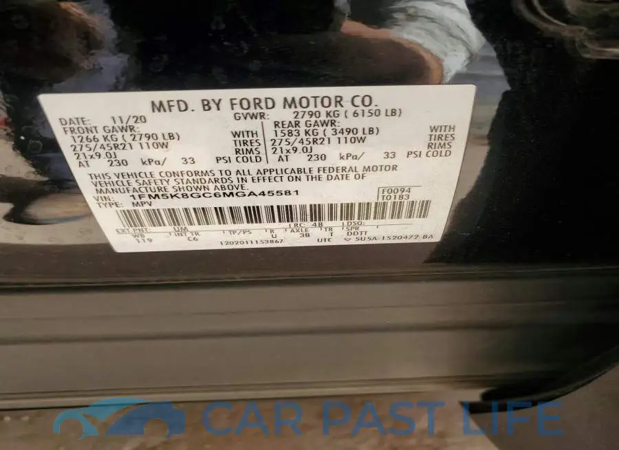 1FM5K8GC6MGA45581# 12
