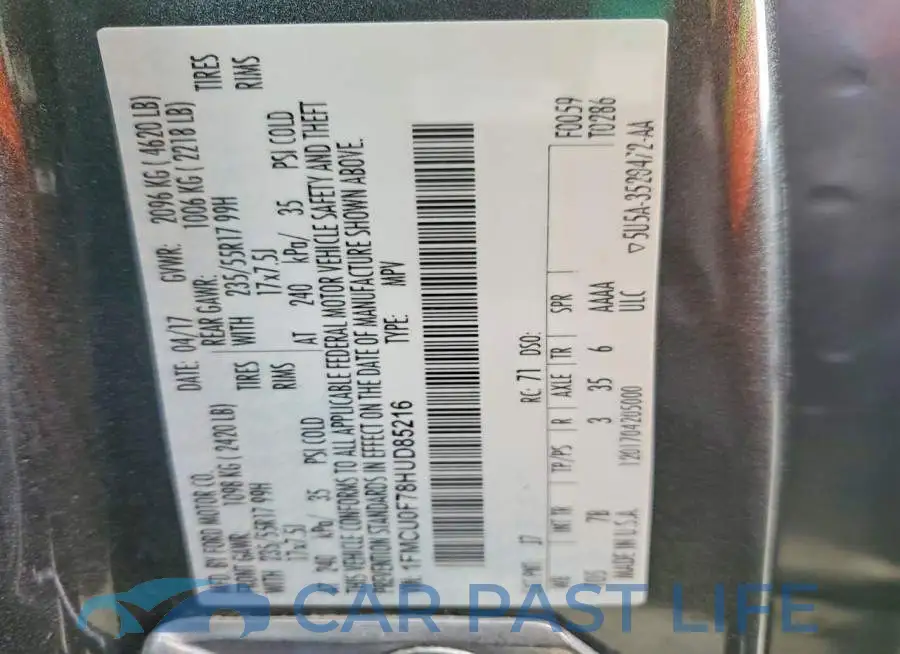 1FMCU0F78HUD85216# 12
