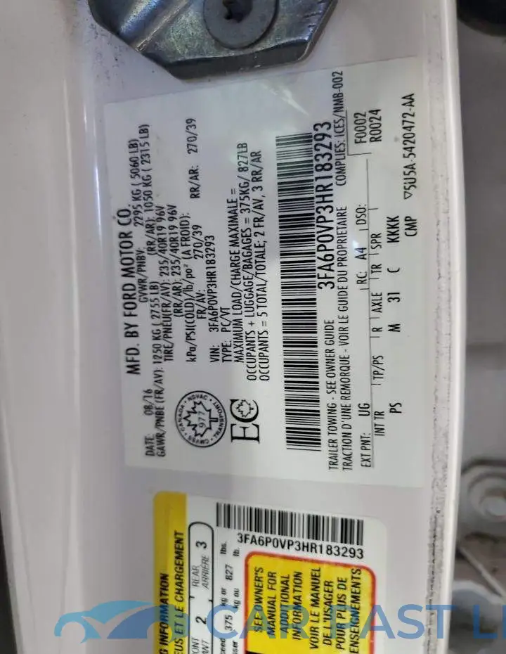 3FA6P0VP3HR183293# 12