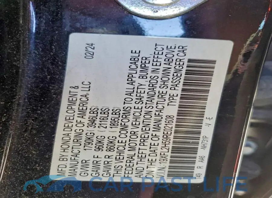 19XFL2H59RE021608# 13