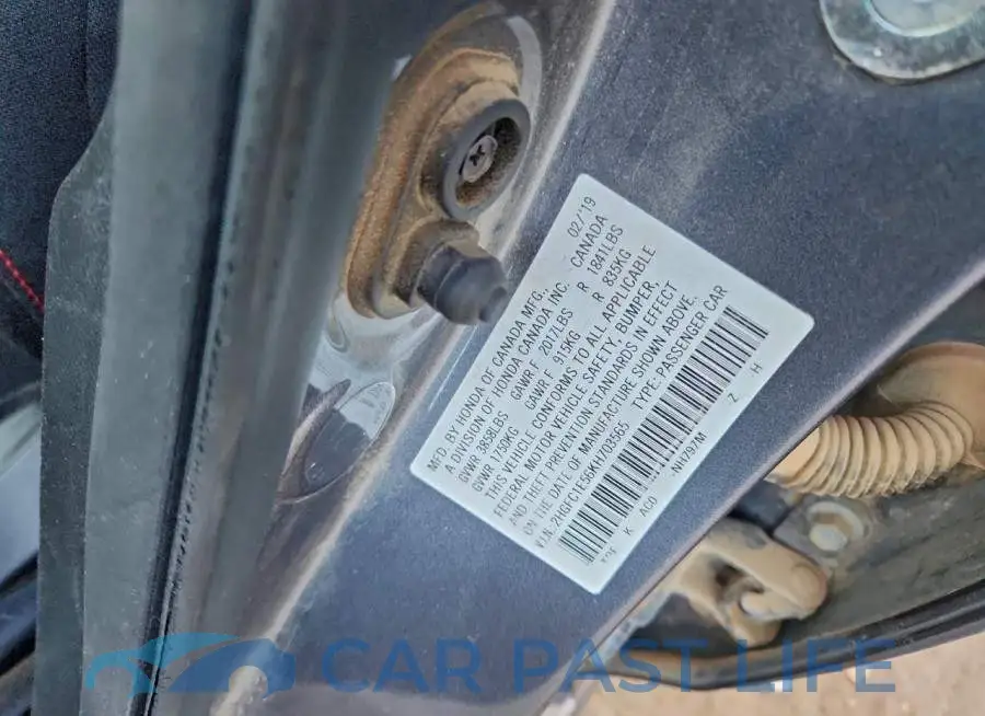 2HGFC1E56KH703565# 12