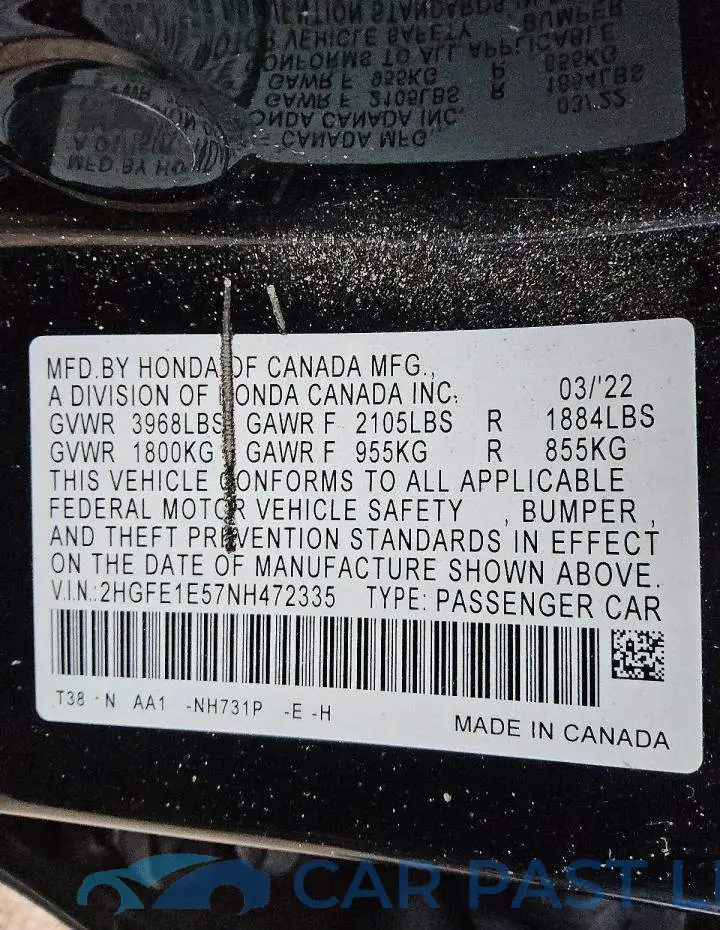 2HGFE1E57NH472335# 13