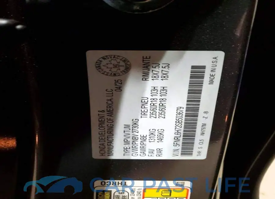 5FNRL6H72SB503679# 13
