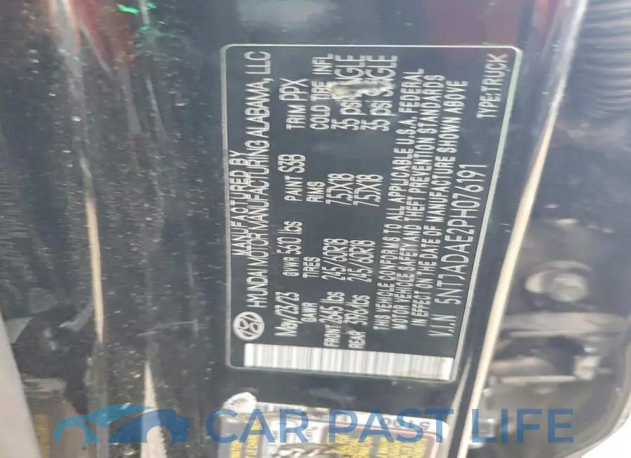 5NTJADAE2PH076191# 12