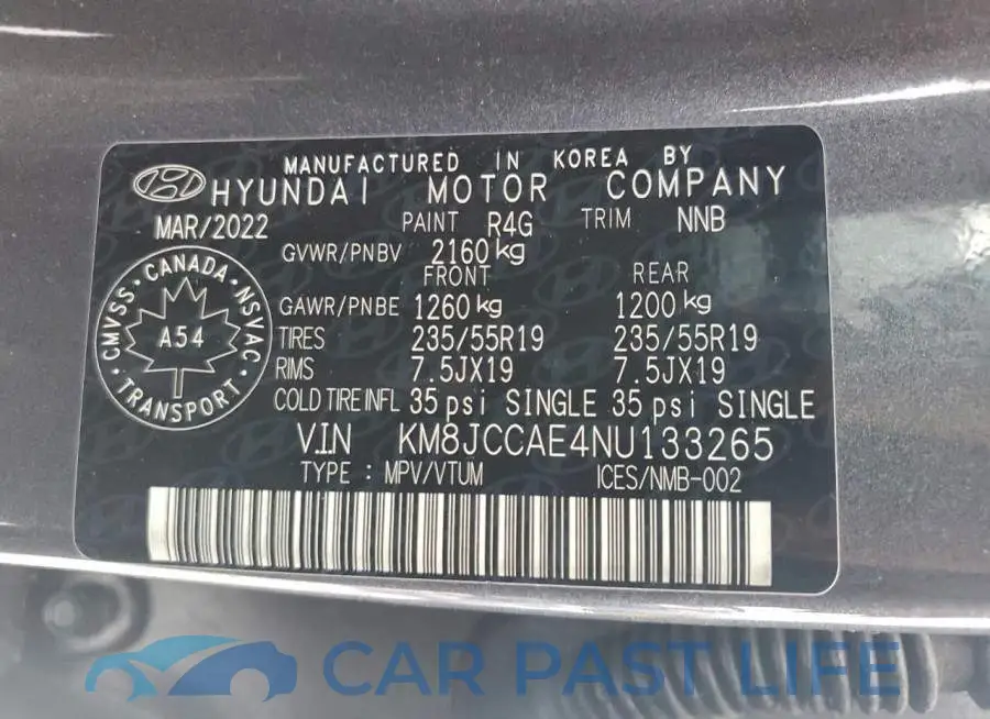 KM8JCCAE4NU133265# 14
