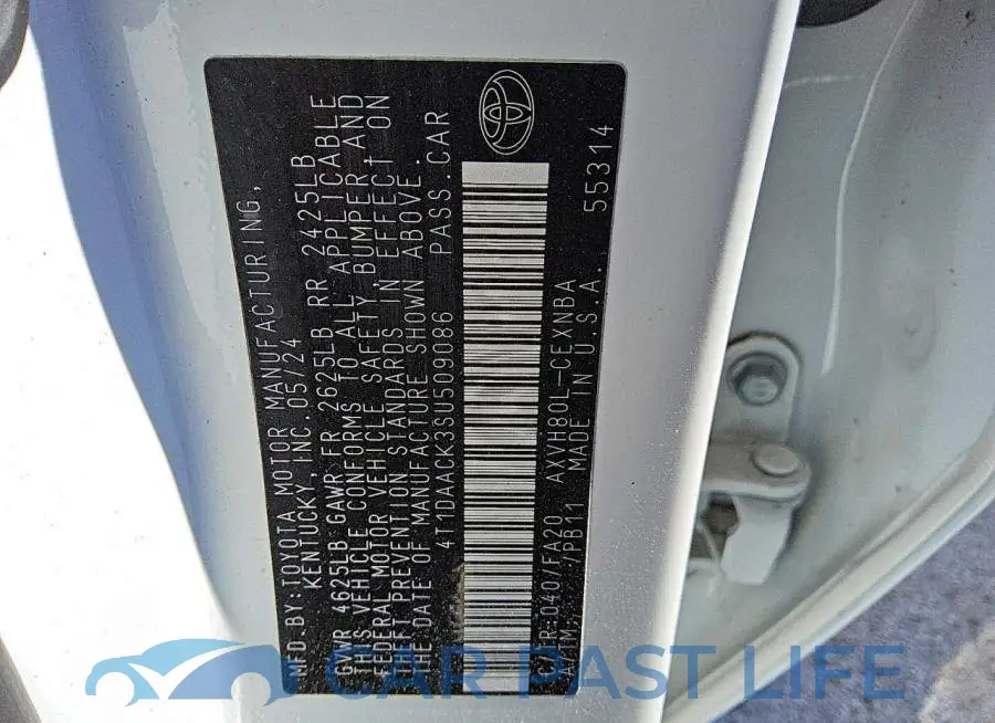 4T1DAACK3SU509086# 12