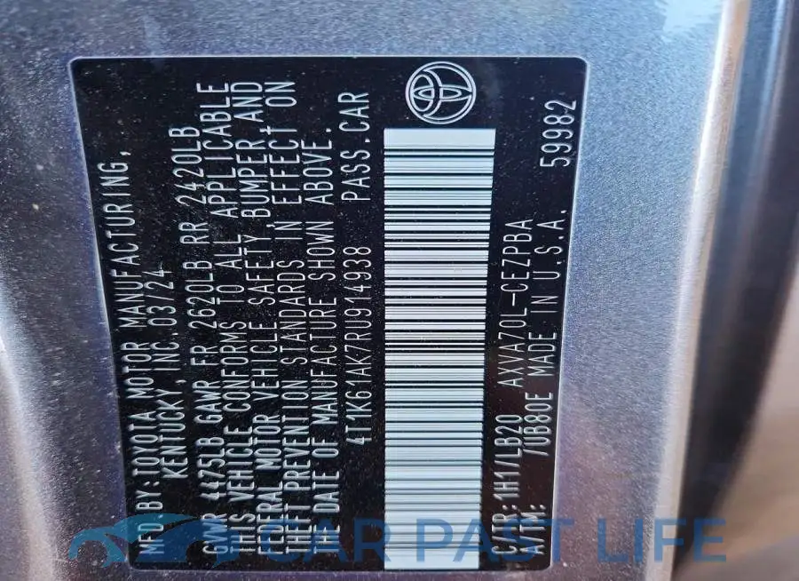 4T1K61AK7RU914938# 14