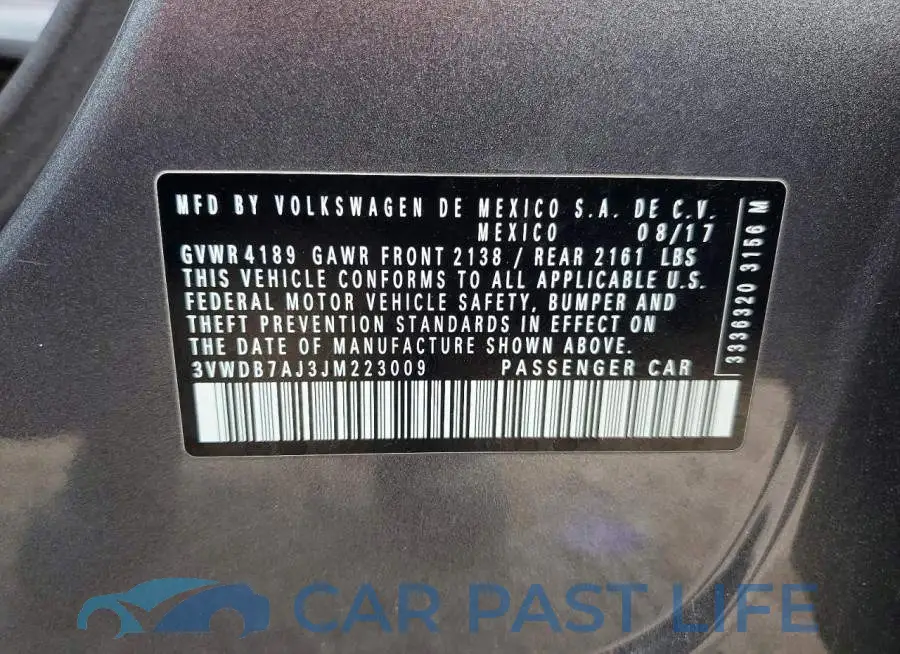 3VWDB7AJ3JM223009# 12