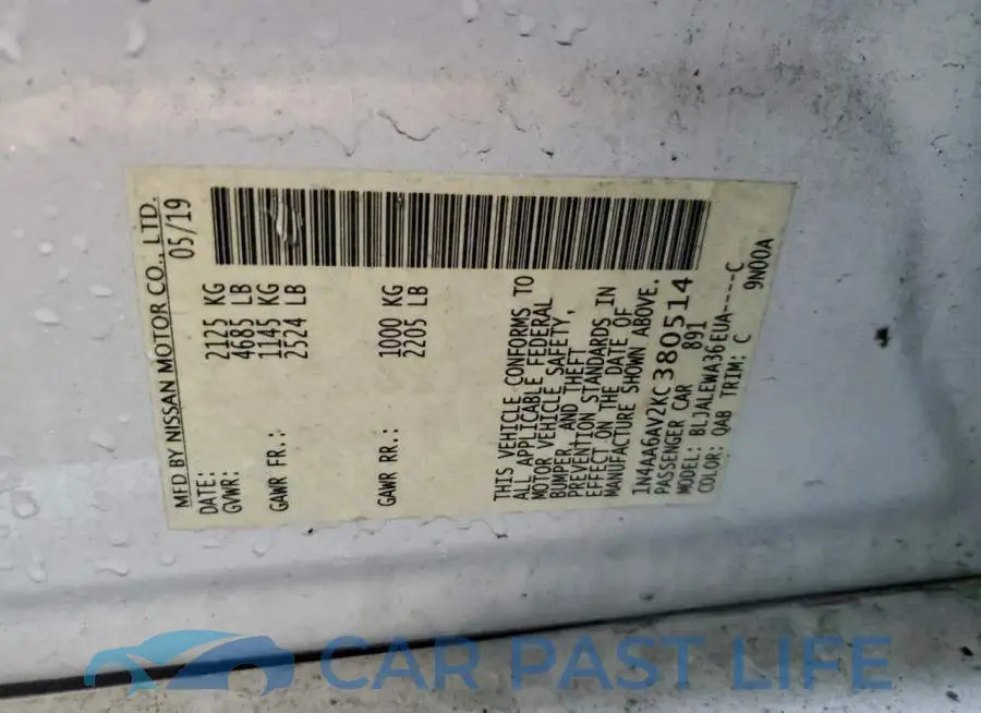 1N4AA6AV2KC380514# 12