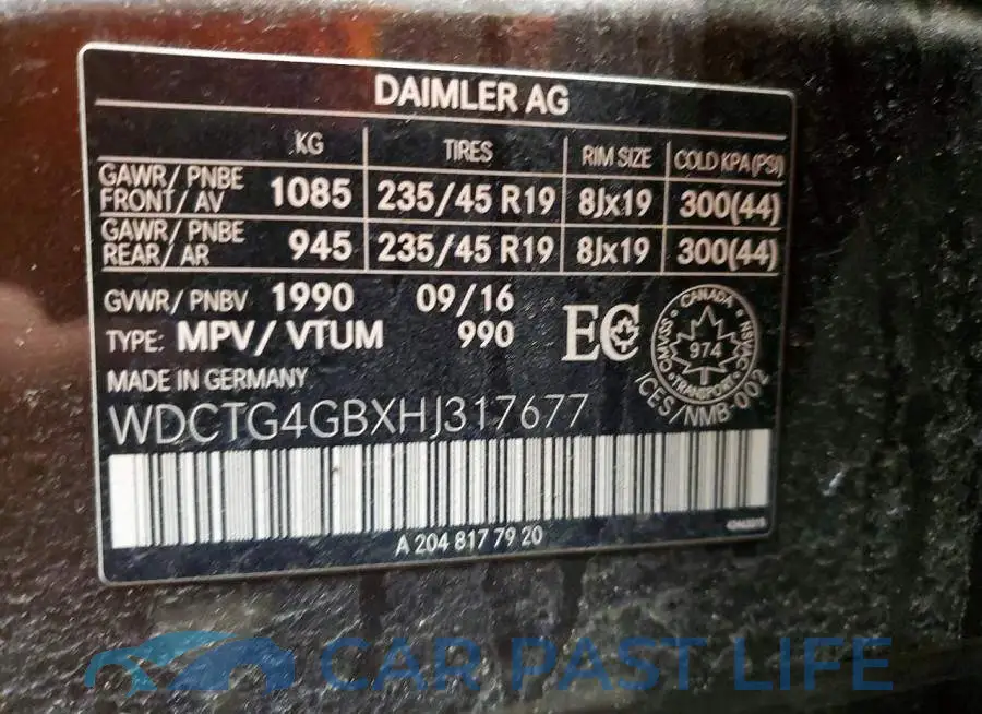 WDCTG4GBXHJ317677# 13
