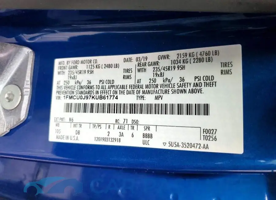 1FMCU0J97KUB61774# 14