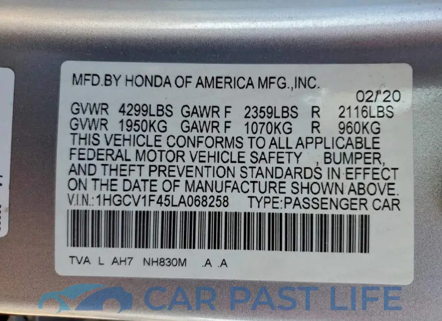 1HGCV1F45LA068258# 12