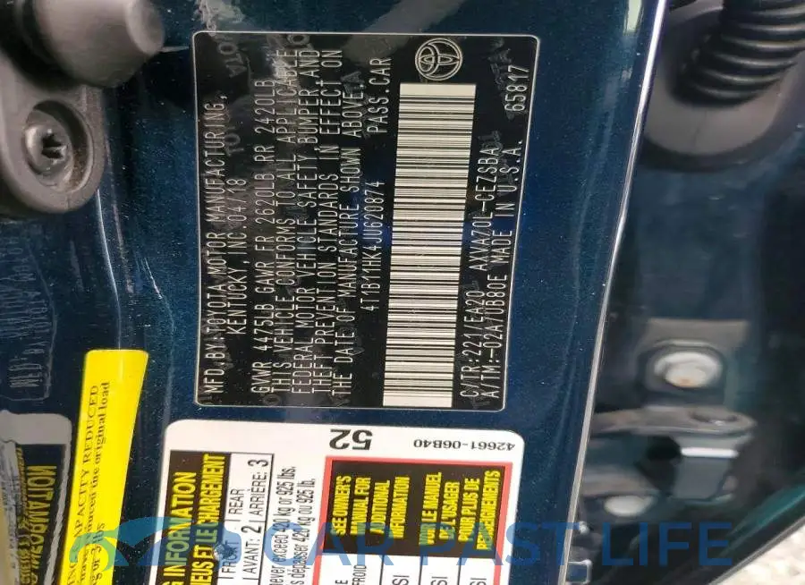 4T1B11HK4JU620874# 12