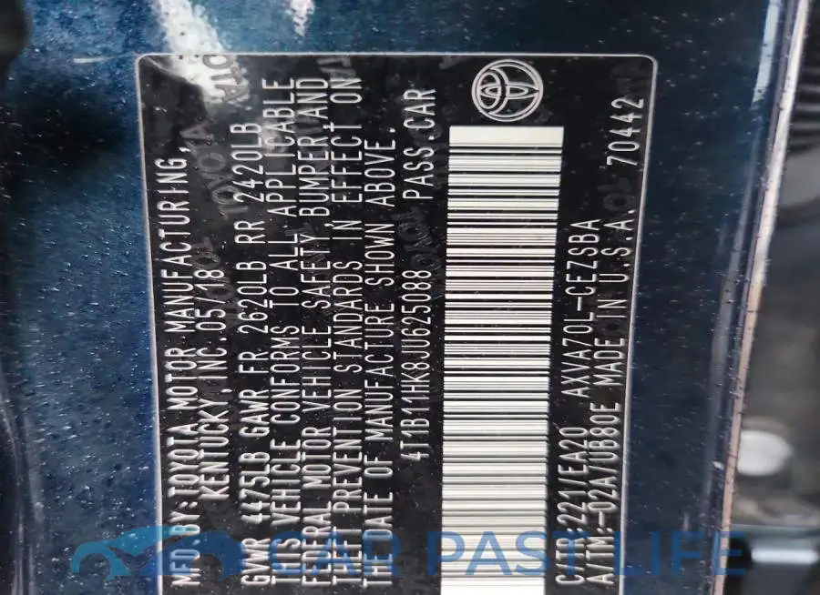 4T1B11HK8JU625088# 12