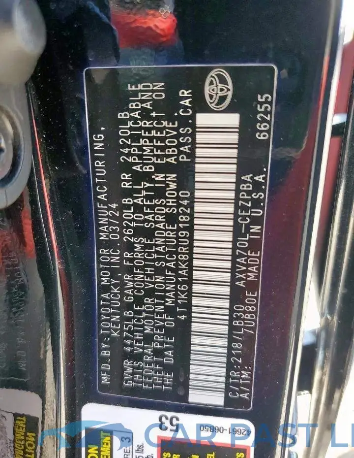 4T1K61AK8RU918240# 12