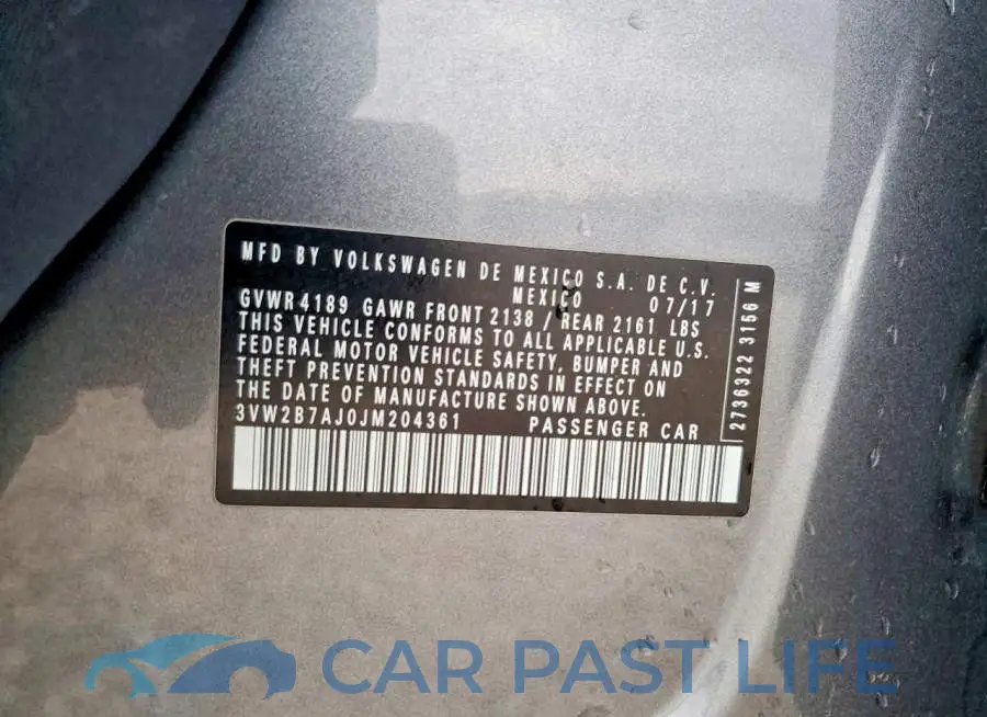 3VW2B7AJ0JM204361# 12