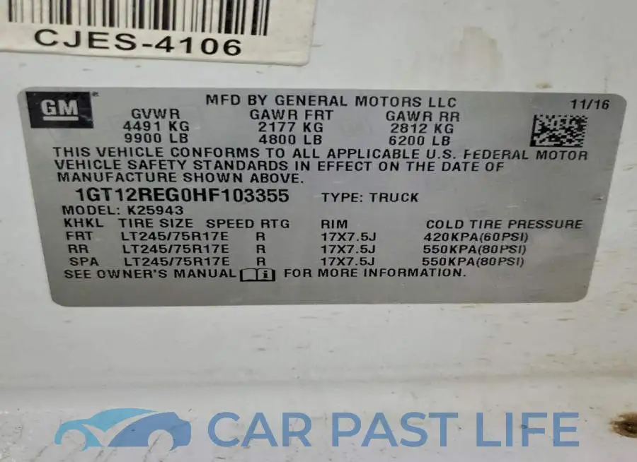 1GT12REG0HF103355# 12