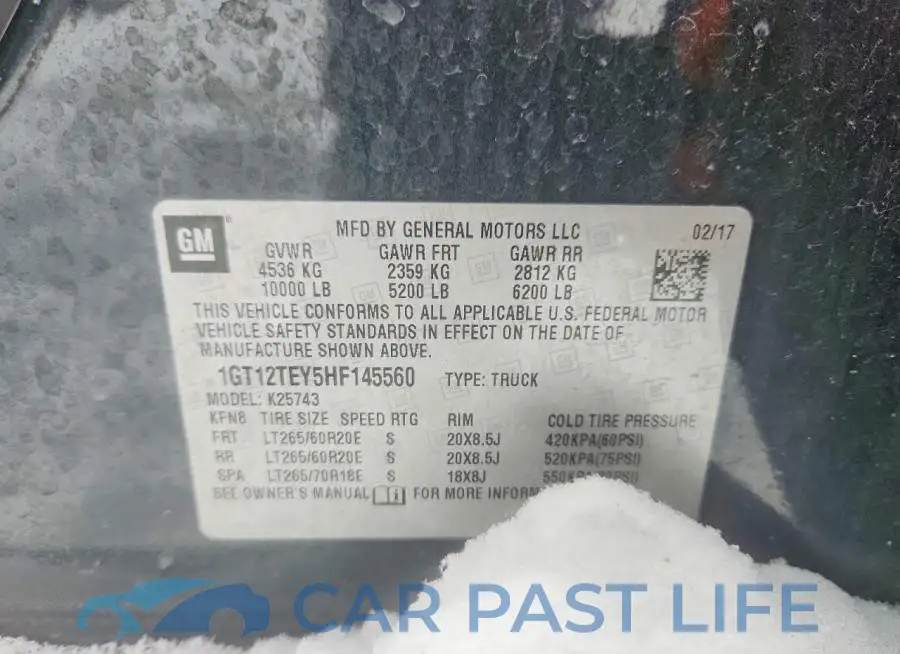 1GT12TEY5HF145560# 12