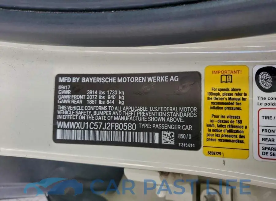WMWXU1C57J2F80580# 12
