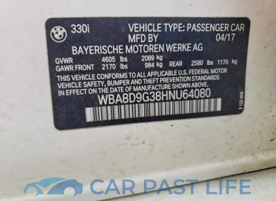 WBA8D9G38HNU64080# 12
