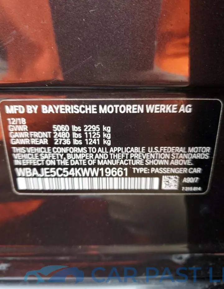 WBAJE5C54KWW19661# 13