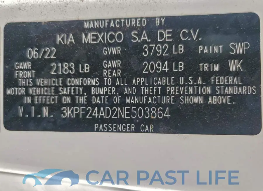 3KPF24AD2NE503864# 13