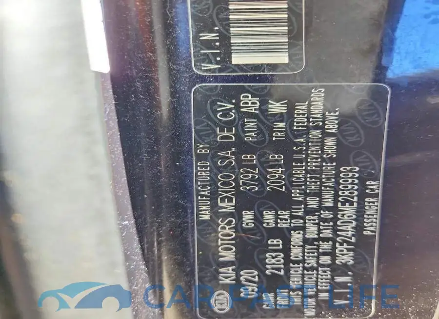 3KPF24AD6ME289993# 13