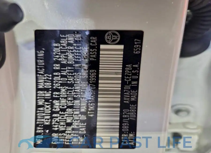 4T1K61AK0PU719969# 13