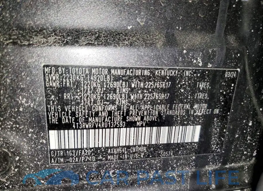 4T3RWRFV4RU137593# 14