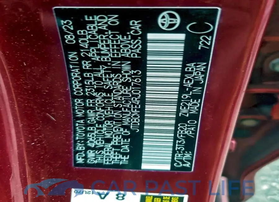 JTDBCMFE4RJ017613# 12