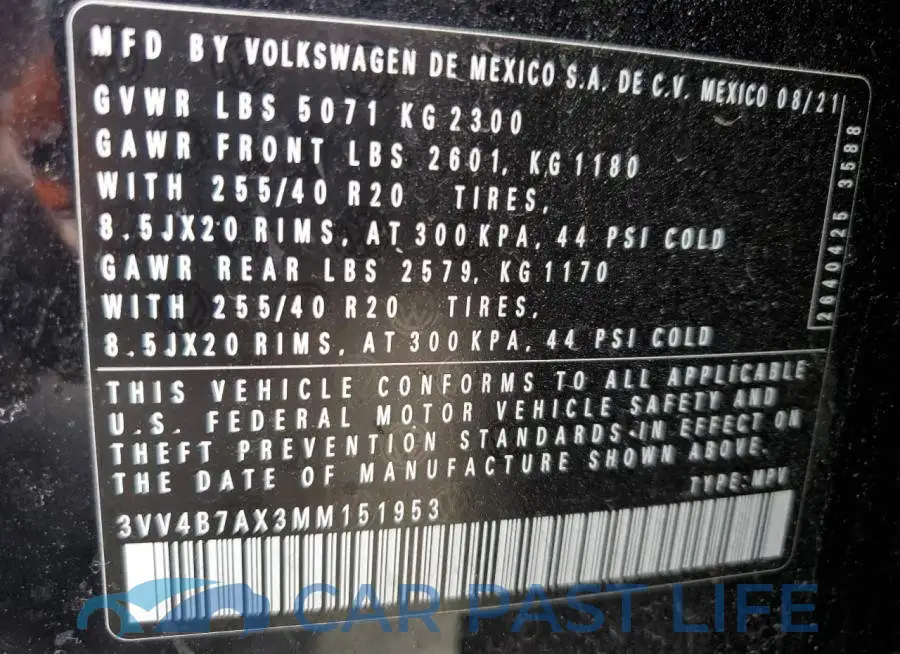 3VV4B7AX3MM151953# 12