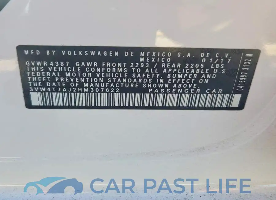 3VW4T7AJ2HM307622# 12