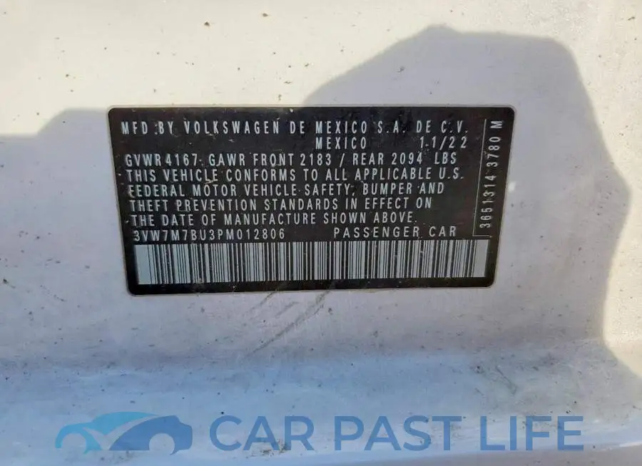 3VW7M7BU3PM012806# 12