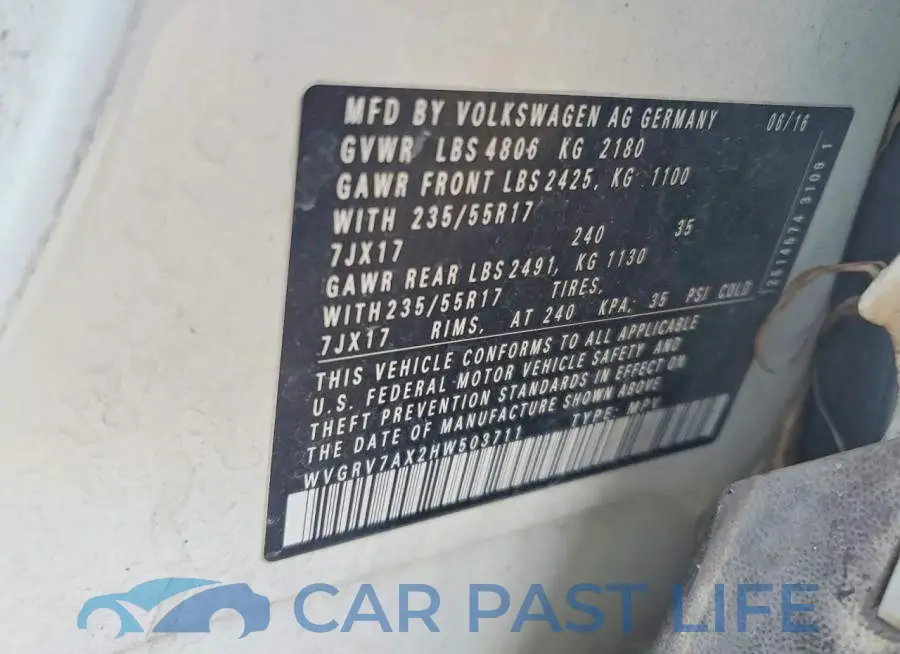 WVGRV7AX2HW503711# 13