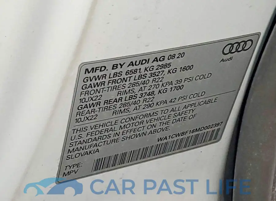 WA1CWBF16MD002397# 13
