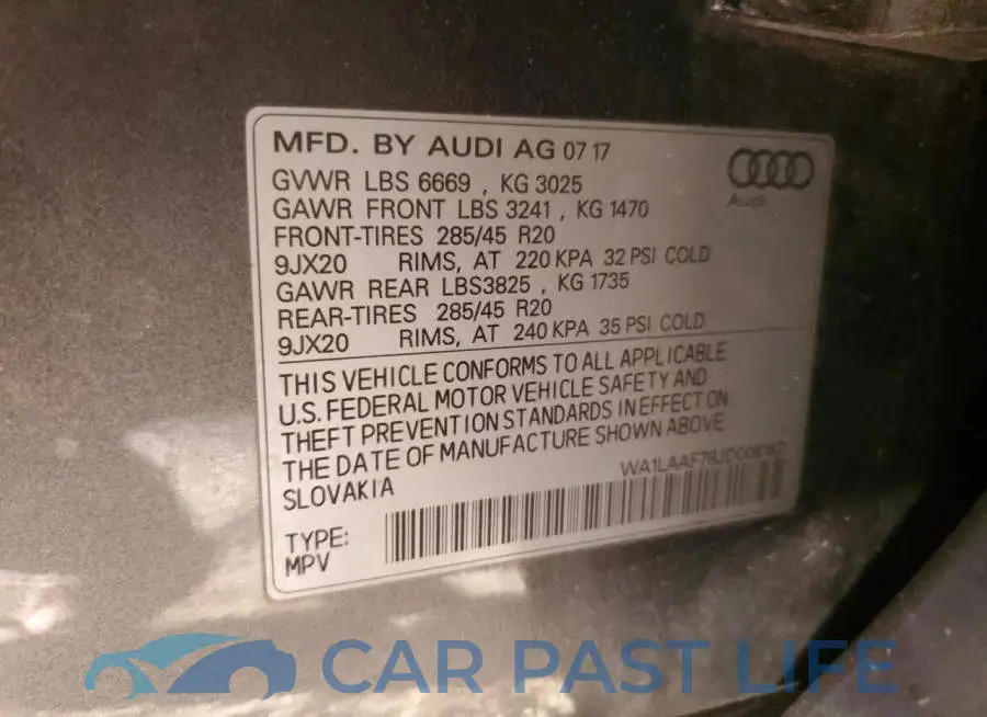 WA1LAAF78JD006167# 13