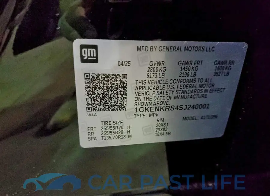 1GKENKRS4SJ240001# 14