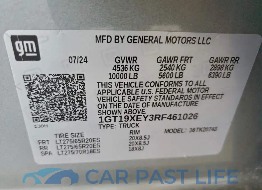 1GT19XEY3RF461026# 12