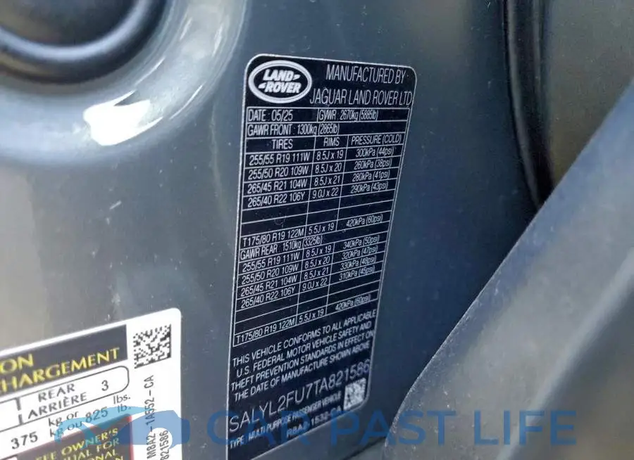 SALYL2FU7TA821586# 12