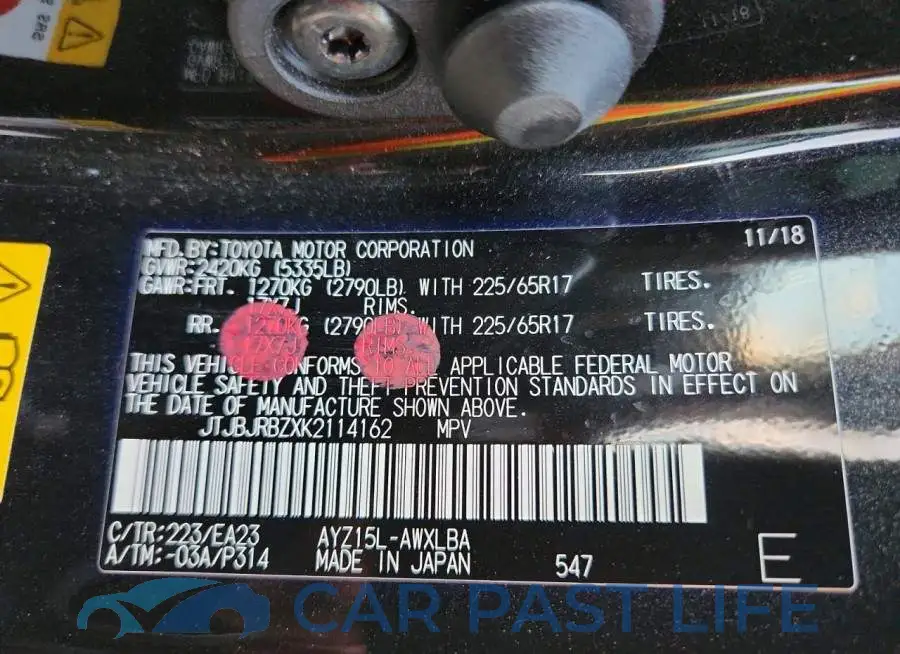 JTJBJRBZXK2114162# 14