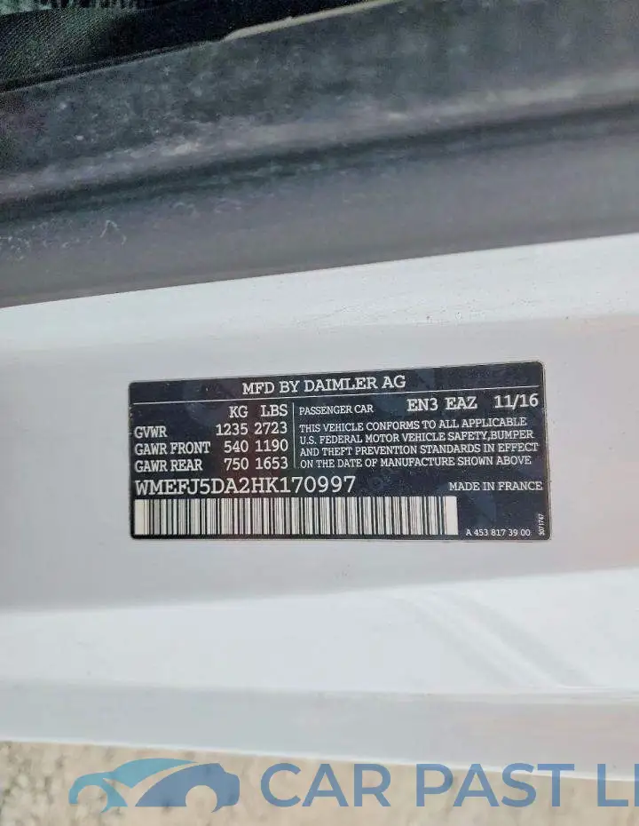WMEFJ5DA2HK170997# 12