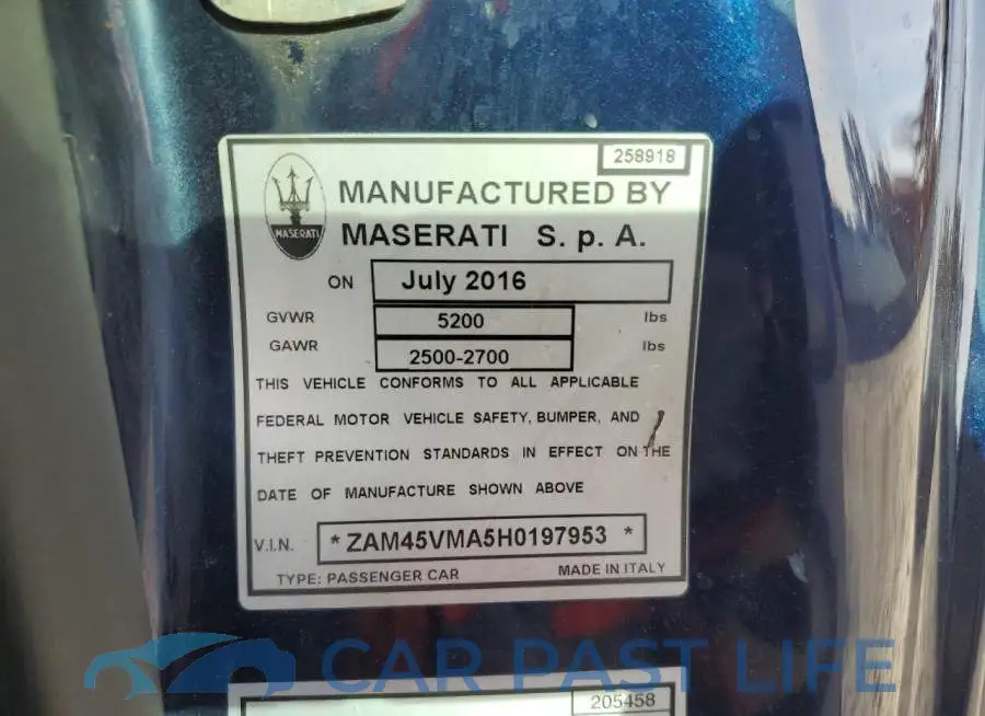 ZAM45VMA5H0197953# 12