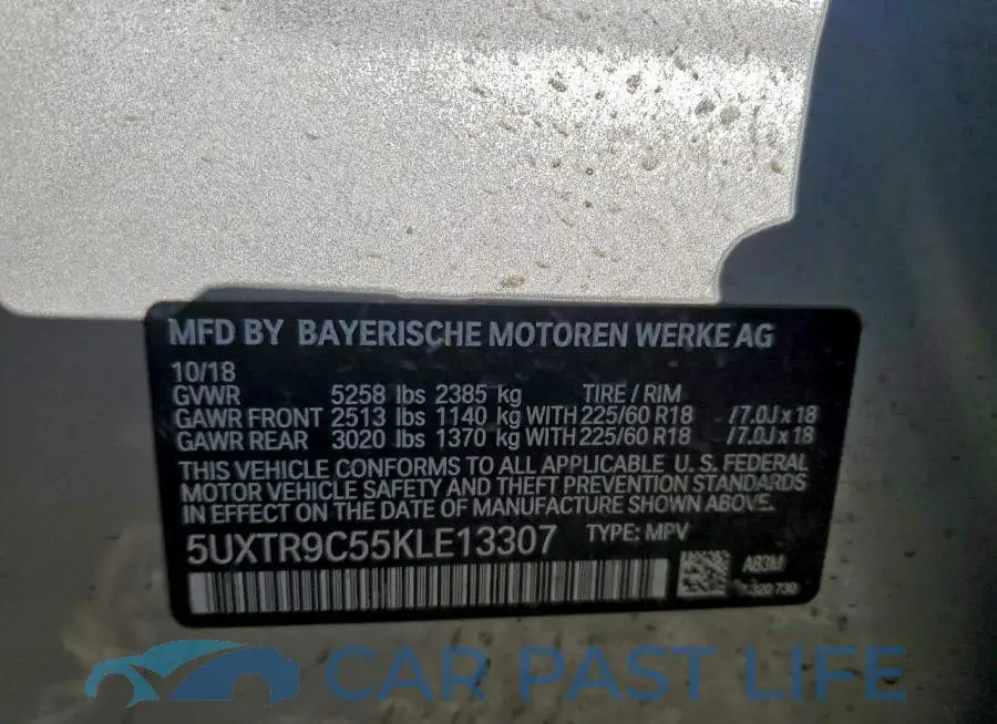 5UXTR9C55KLE13307# 14