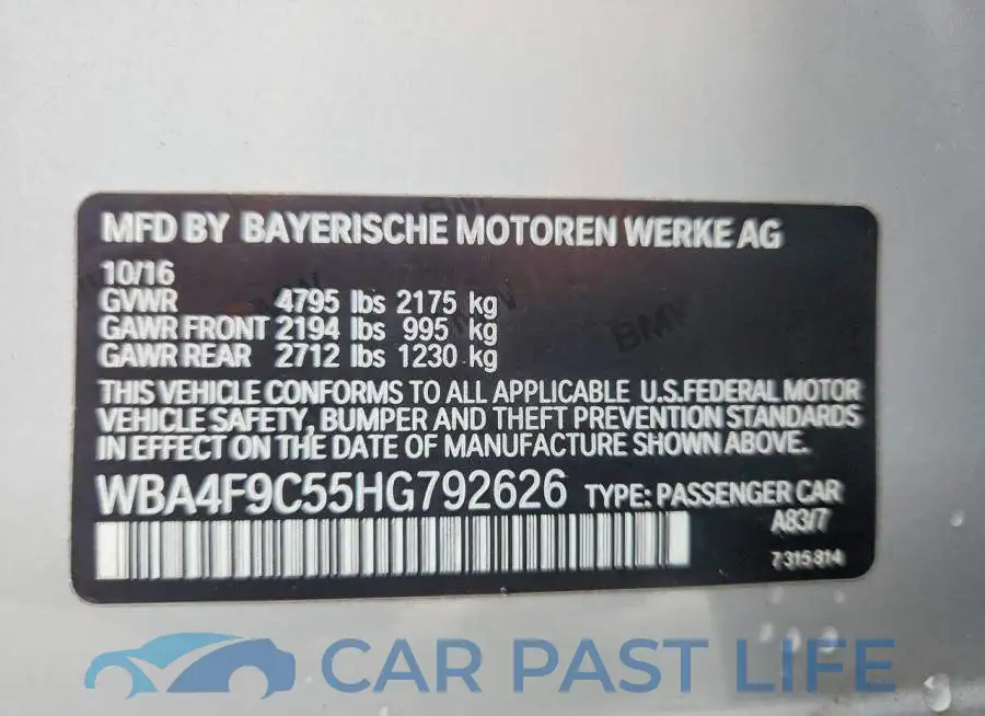 WBA4F9C55HG792626# 12