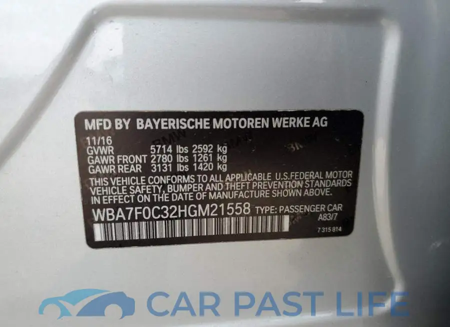 WBA7F0C32HGM21558# 12