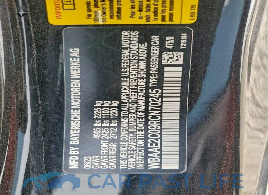 WBAAE2C09RCN70245# 12